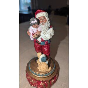 San Francisco Music Box Company Black Santa with Girl